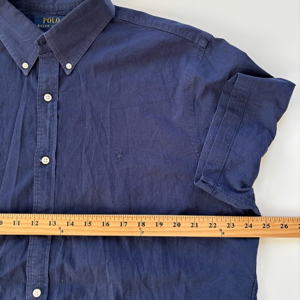 Polo Ralph Lauren Men's Navy Blue RL Prepster Classic Fit Seersucker Shirt LARGE - Picture 11 of 12